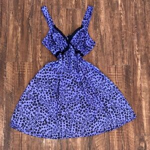 twik Purple Floral Slip Dress with Black Lace Accent